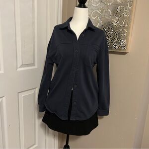 Frank & Oak Greyish-Blue Button-Up Shirt “Shacket”